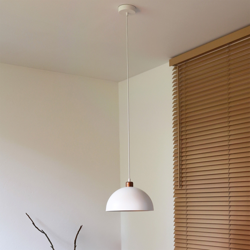 Duolla - Luster na kablu IRONLINE 1xE27/15W/230V Ø 27 cm bela/bakrena