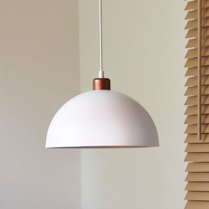 Duolla - Luster na kablu IRONLINE 1xE27/15W/230V Ø 27 cm bela/bakrena