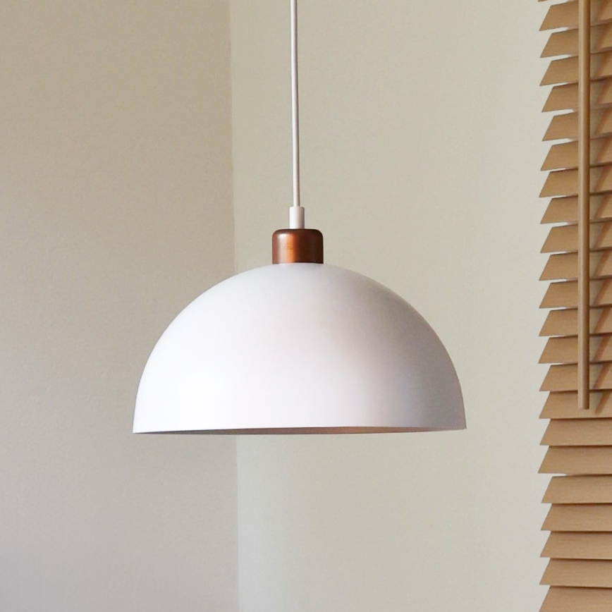 Duolla - Luster na kablu IRONLINE 1xE27/15W/230V Ø 27 cm bela/bakrena