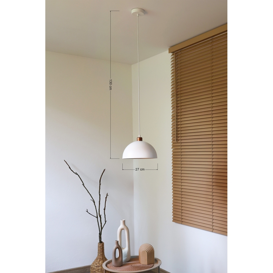 Duolla - Luster na kablu IRONLINE 1xE27/15W/230V Ø 27 cm bela/bakrena