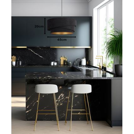 Duolla - Luster na kablu KOBO 1xE27/15W/230V, prečnik 45 cm, crna/zlatna