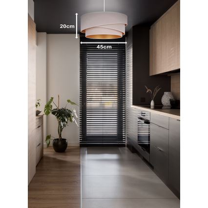 Duolla - Luster na kablu KOBO 1xE27/15W/230V prečnik 45 cm krem/zlatna