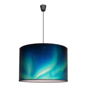 Duolla - Luster na kablu PRINT L 1xE27/40W/230V prečnik 45 cm crna/tirkizna