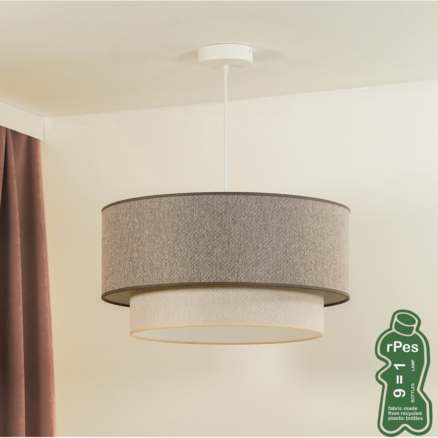 Duolla - Luster na kablu BOHO ECO RECYCLING 1xE27/15W/230V Ø 45 cm braon/krem