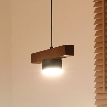 Duolla - Luster na lanku IRONLINE 1xGX53/3W/230V borovina/hrast/crna