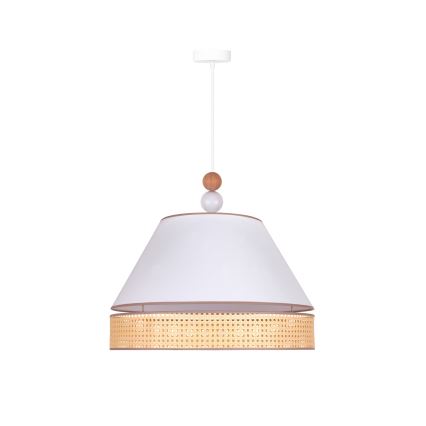 Duolla - Luster na sajli AVIGNON 1xE27/15W/230V prečnik 50 cm bela/ratan
