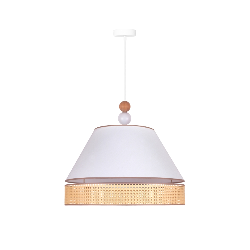 Duolla - Luster na sajli AVIGNON 1xE27/15W/230V prečnik 50 cm bela/ratan
