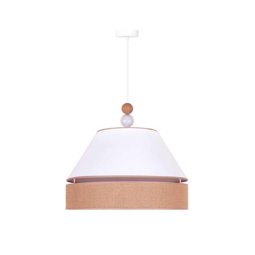 Duolla - Luster na sajli AVIGNON 1xE27/15W/230V prečnik 50 cm bela/smeđa