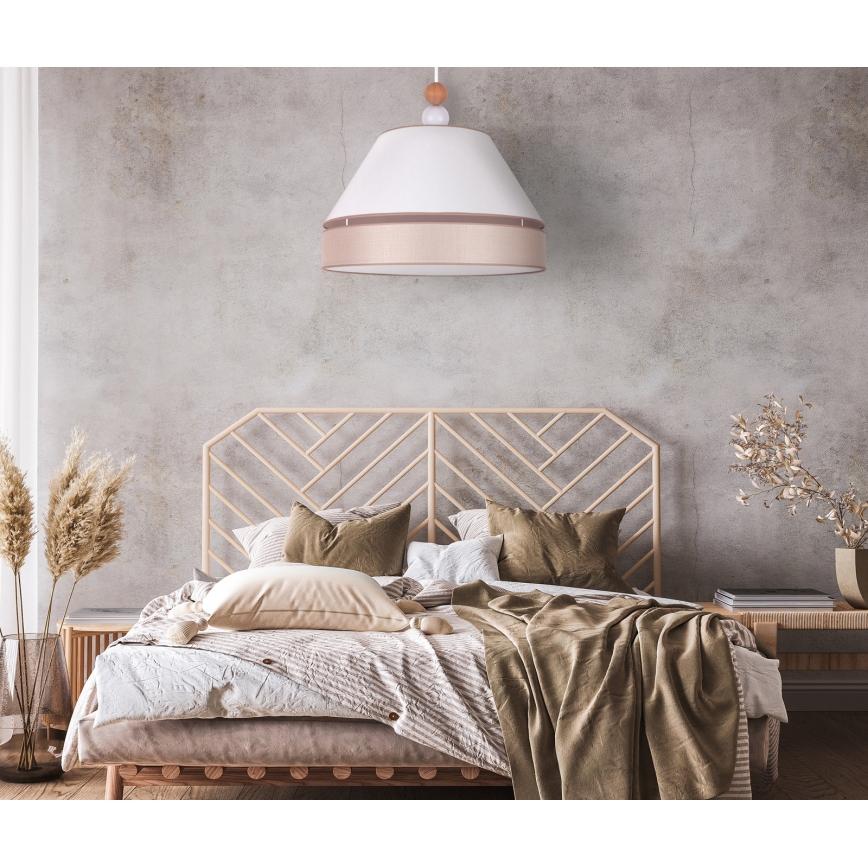 Duolla - Luster na sajli AVIGNON 1xE27/15W/230V, prečnik 60 cm, bela/bež