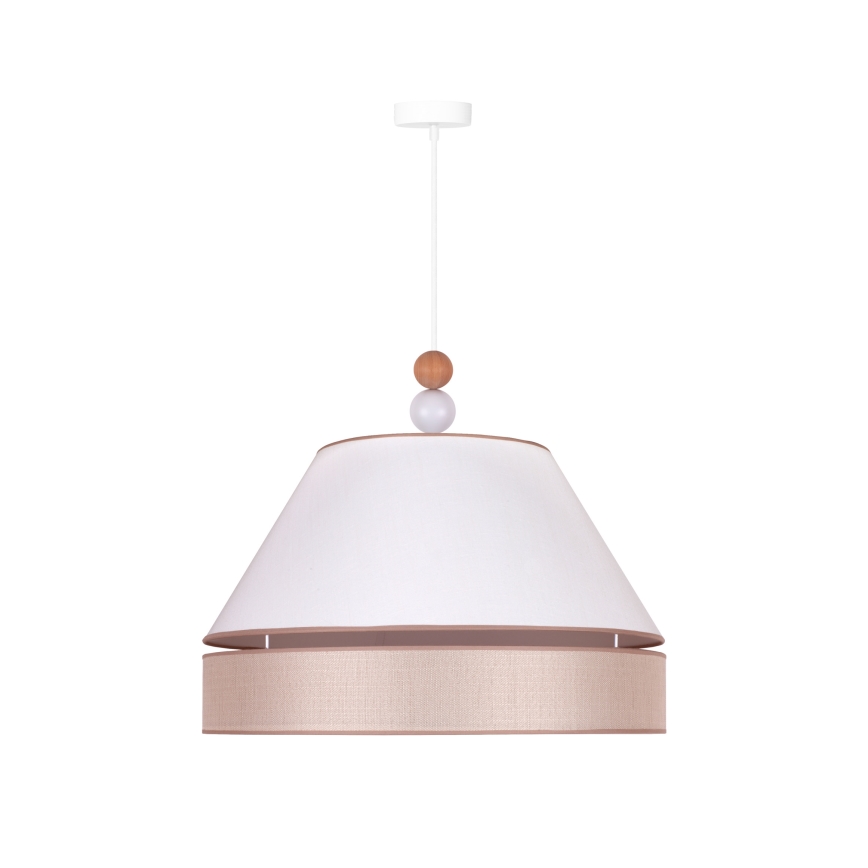 Duolla - Luster na sajli AVIGNON 1xE27/15W/230V, prečnik 60 cm, bela/bež