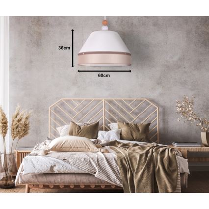 Duolla - Luster na sajli AVIGNON 1xE27/15W/230V, prečnik 60 cm, bela/bež