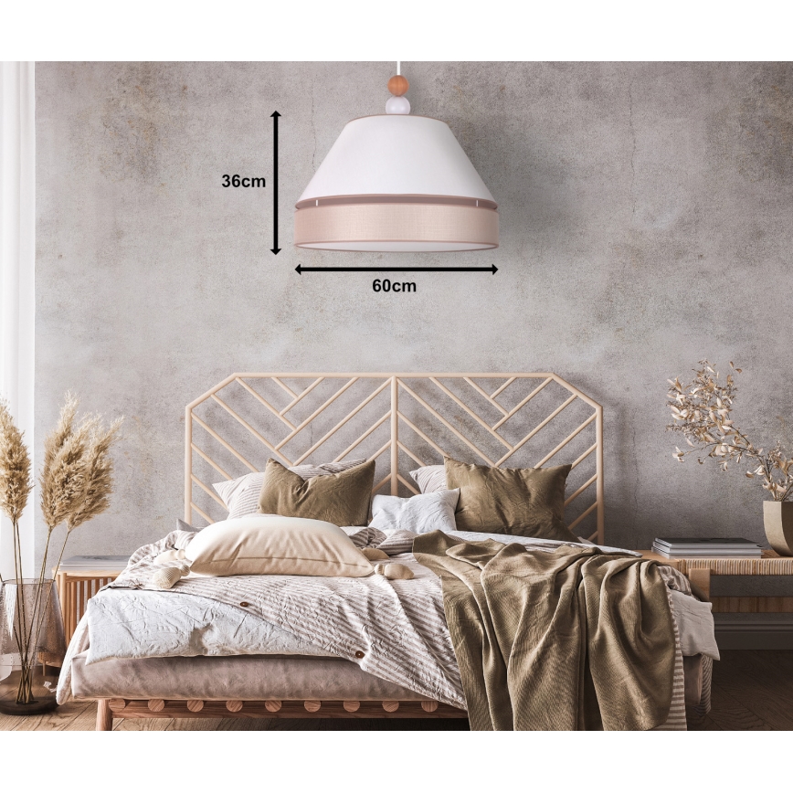 Duolla - Luster na sajli AVIGNON 1xE27/15W/230V, prečnik 60 cm, bela/bež