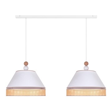 Duolla - Luster na sajli AVIGNON 2xE27/15W/230V bela/ratan