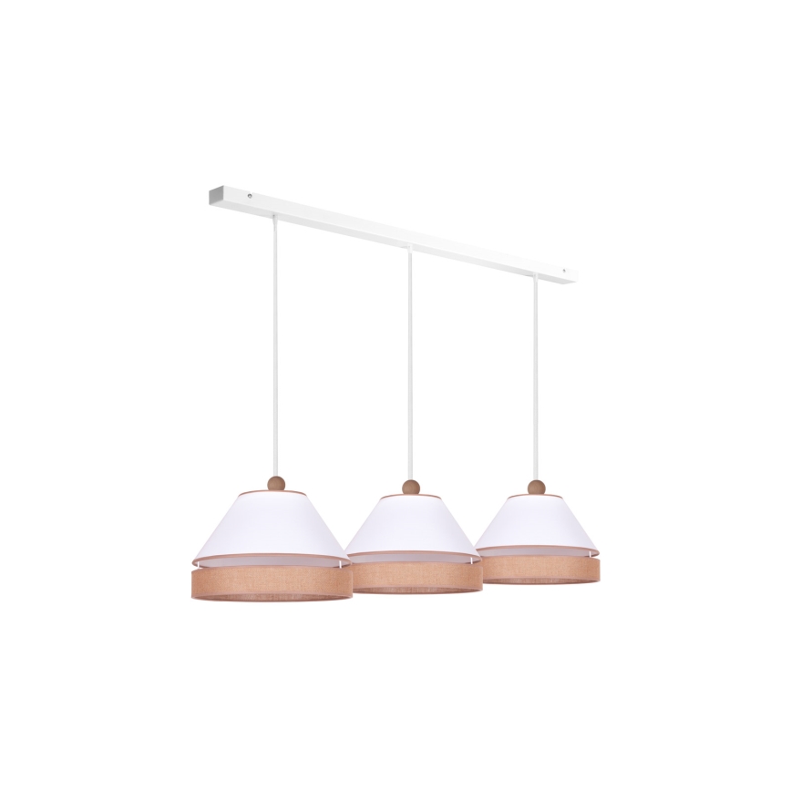 Duolla - Luster na sajli AVIGNON 3xE27/15W/230V bela/braon