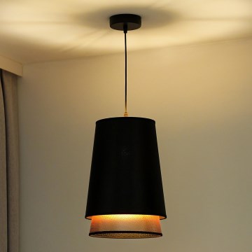 Duolla - Luster na sajli BELL SHINY 1xE27/15W/230V prečnik 25 cm crna/bakarna