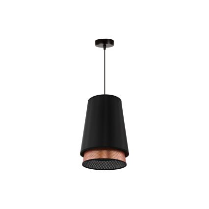 Duolla - Luster na sajli BELL SHINY 1xE27/15W/230V prečnik 25 cm crna/bakarna