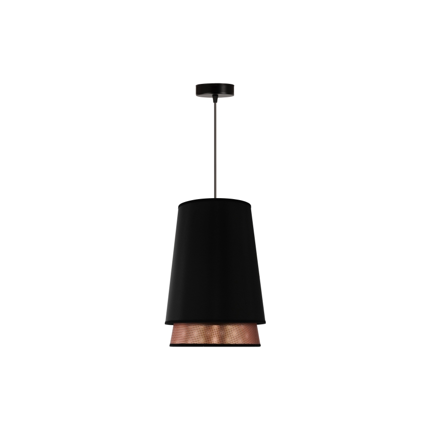 Duolla - Luster na sajli BELL SHINY 1xE27/15W/230V prečnik 25 cm crna/bakarna