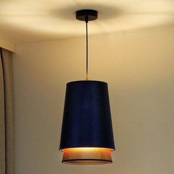 Duolla - Luster na sajli BELL SHINY 1xE27/15W/230V prečnik 25 cm plava/bakrena