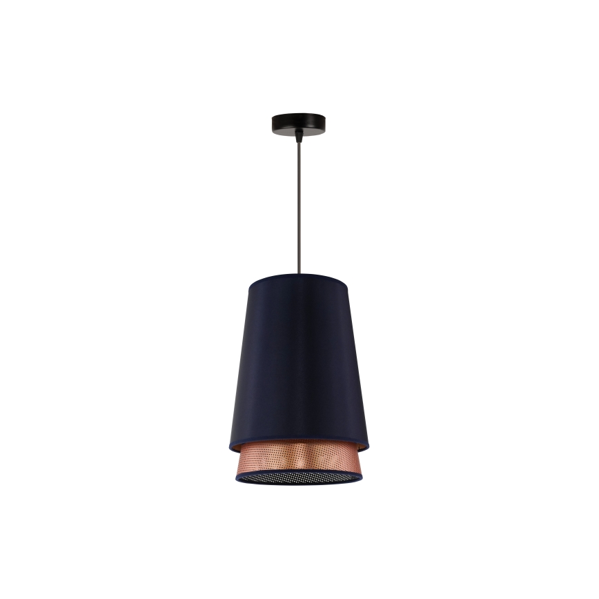 Duolla - Luster na sajli BELL SHINY 1xE27/15W/230V prečnik 25 cm plava/bakrena