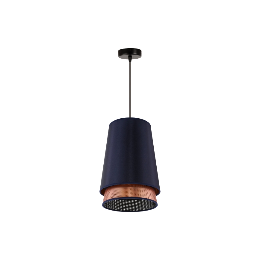 Duolla - Luster na sajli BELL SHINY 1xE27/15W/230V prečnik 25 cm plava/bakrena