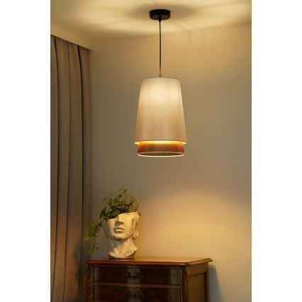 Duolla - Luster na sajli BELL SHINY 1xE27/15W/230V Ø 25 cm bela/bakrena