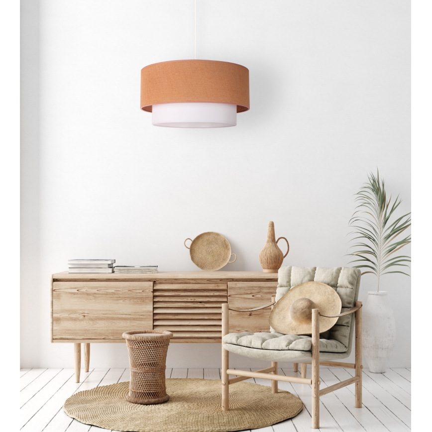 Duolla - Luster na sajli BOHO 1x E27/40W/230V, prečnik 45 cm, bež/bela