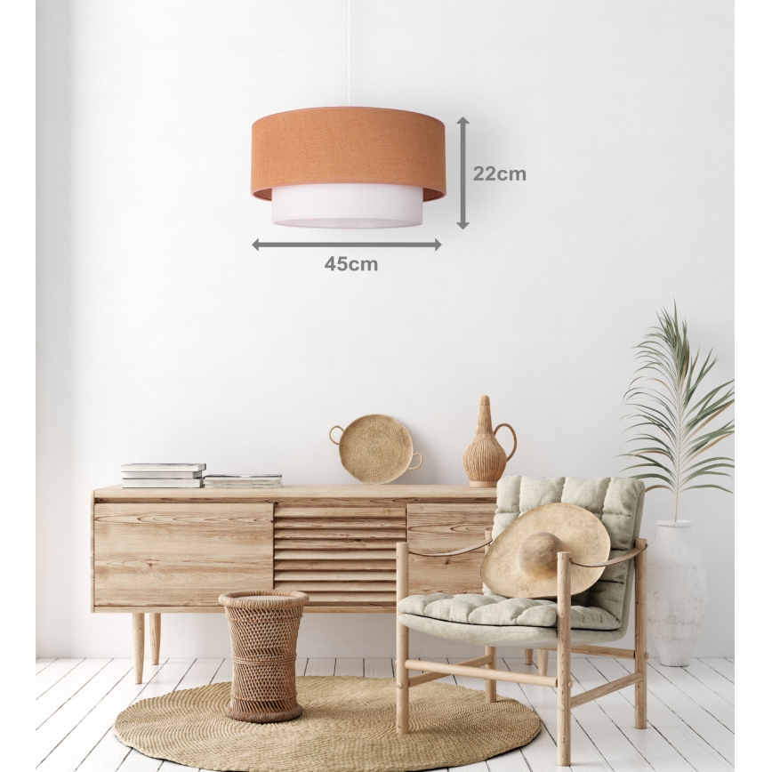Duolla - Luster na sajli BOHO 1x E27/40W/230V, prečnik 45 cm, bež/bela