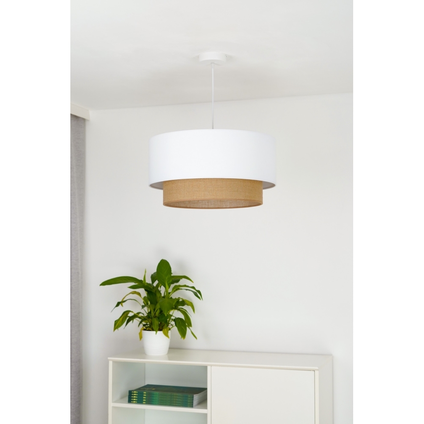 Duolla - Luster na sajli BOHO 1xE27/15W/230V prečnik 45 cm bela/smeđa