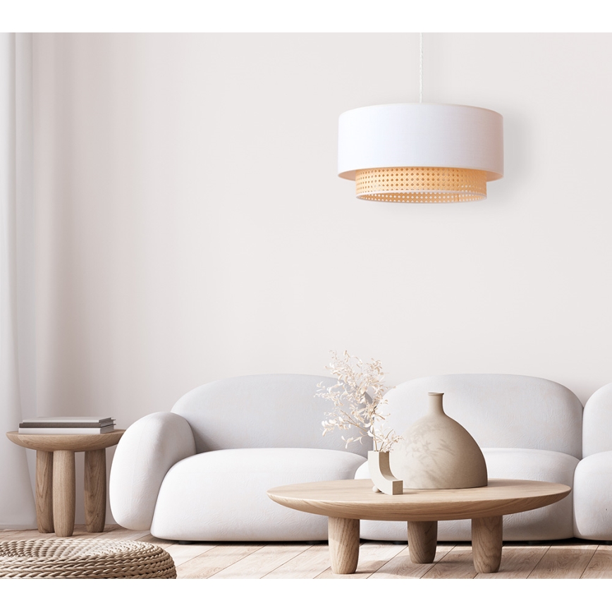 Duolla - Luster na sajli BOHO 1xE27/15W/230V prečnik 45 cm krem/ratan
