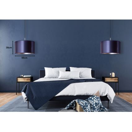 Duolla - Luster na sajli CANNES 1x E27/15W/230V Ø 50 cm plava/srebrna