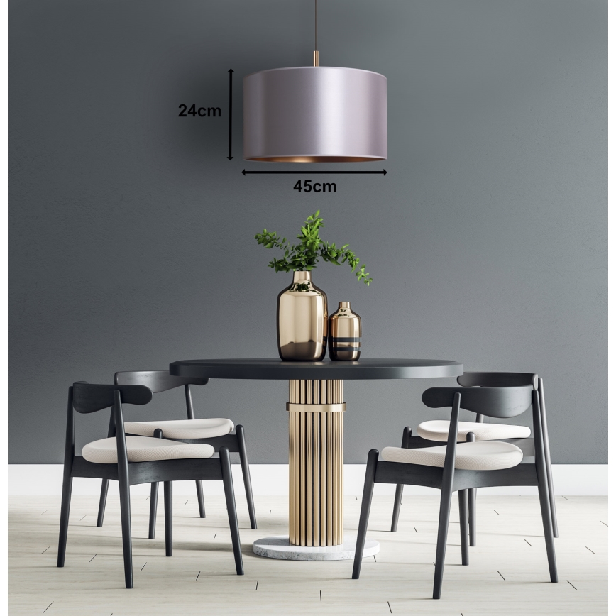 Duolla - Luster na sajli CANNES 1xE27/15W/230V prečnik 45 cm srebrna/bakrena
