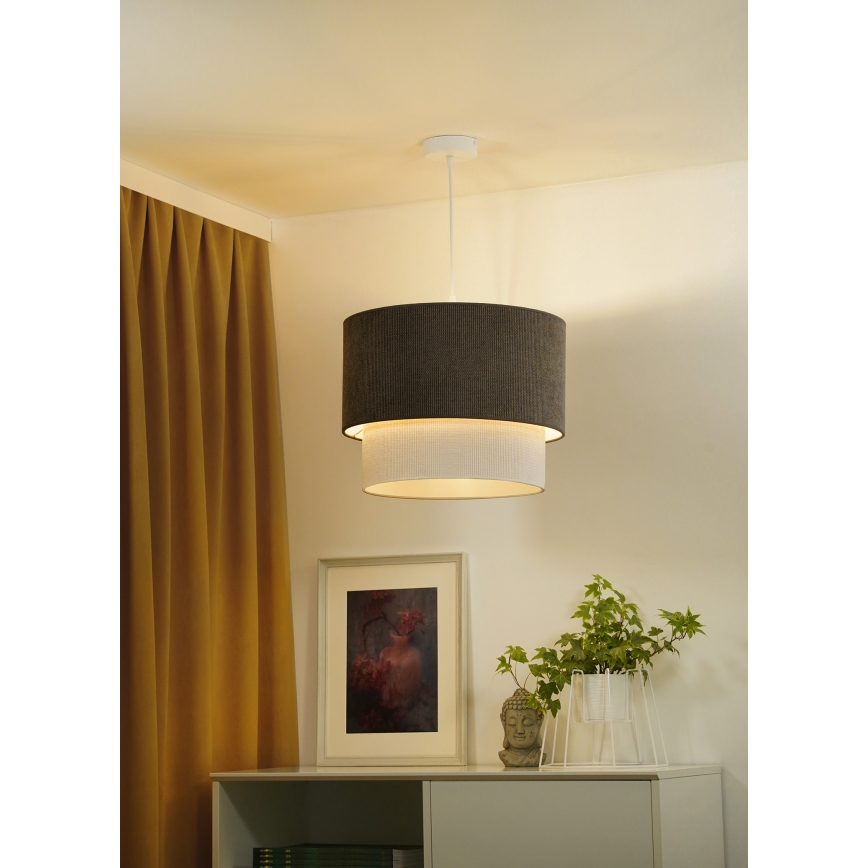 Duolla - Luster na sajli CORDUROY 1xE27/15W/230V, prečnik 40 cm, braon/krem
