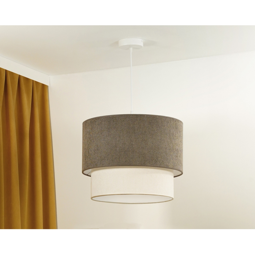 Duolla - Luster na sajli CORDUROY 1xE27/15W/230V, prečnik 40 cm, braon/krem