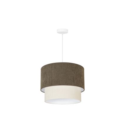 Duolla - Luster na sajli CORDUROY 1xE27/15W/230V, prečnik 40 cm, braon/krem