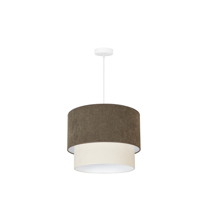 Duolla - Luster na sajli CORDUROY 1xE27/15W/230V, prečnik 40 cm, braon/krem