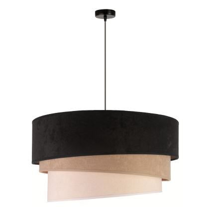 Duolla - Luster na sajli DEVON 1xE27/40W/230V, prečnik 45 cm, crna/bež