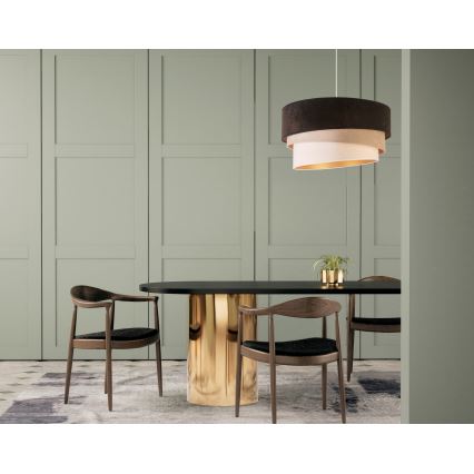 Duolla - Luster na sajli DEVON 1xE27/40W/230V, prečnik 45 cm, crna/bež