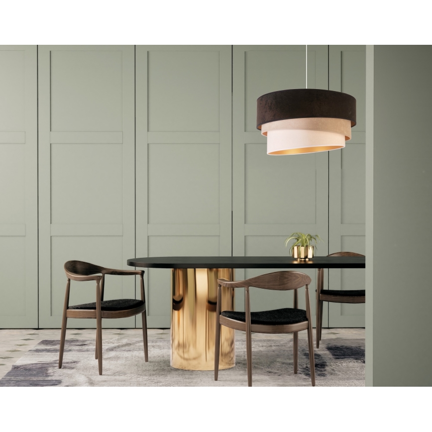 Duolla - Luster na sajli DEVON 1xE27/40W/230V, prečnik 45 cm, crna/bež