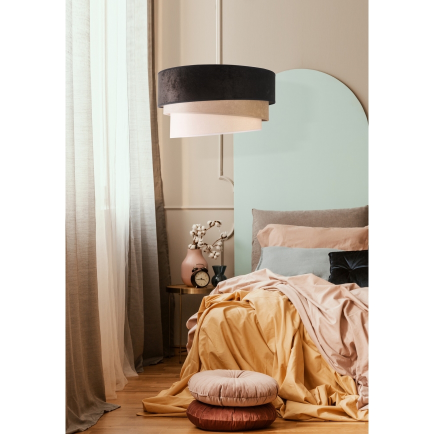 Duolla - Luster na sajli DEVON 1xE27/40W/230V, prečnik 45 cm, crna/bež