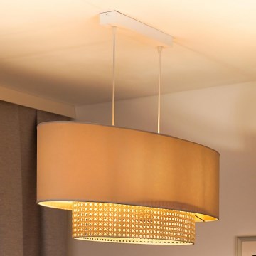 Duolla - Luster na sajli DOUBLE OVAL RATTAN 2xE27/15W/230V krem/ratan