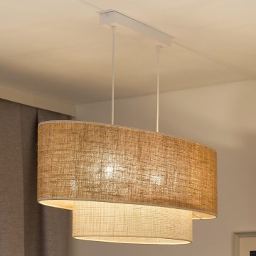 Duolla - Luster na sajli DOUBLE OVAL YUTE 2xE27/15W/230V braon/krem