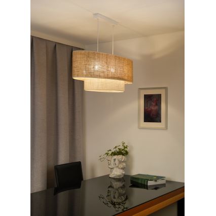 Duolla - Luster na sajli DOUBLE OVAL YUTE 2xE27/15W/230V braon/krem