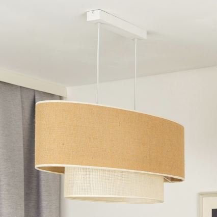 Duolla - Luster na sajli DOUBLE OVAL YUTE 2xE27/15W/230V braon/krem