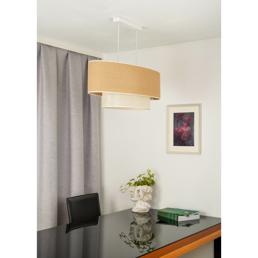 Duolla - Luster na sajli DOUBLE OVAL YUTE 2xE27/15W/230V braon/krem