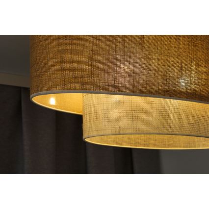 Duolla - Luster na sajli DOUBLE OVAL YUTE 2xE27/15W/230V braon/krem