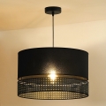 Duolla - Luster na sajli DOUBLE RATTAN 1xE27/15W/230V prečnik 40 cm crna