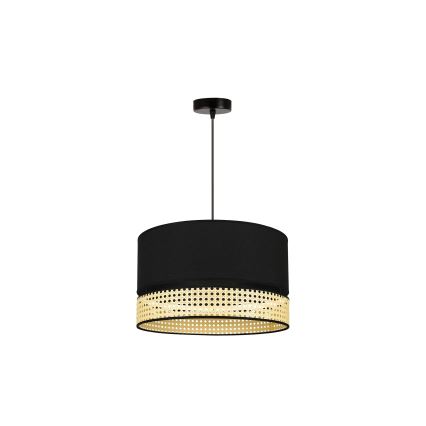 Duolla - Luster na sajli DOUBLE RATTAN 1xE27/15W/230V Ø 40 cm crna/bež