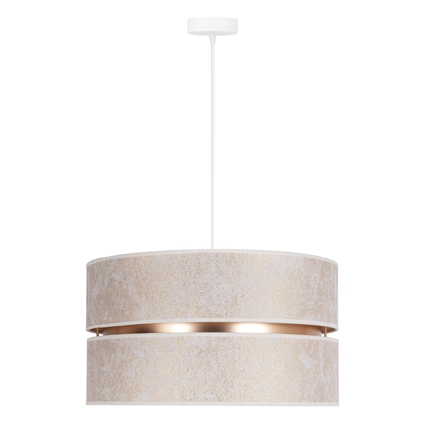 Duolla - Luster na sajli DUO, 1x E27/15 W/230 V, prečnik 40 cm, bela/zlatna