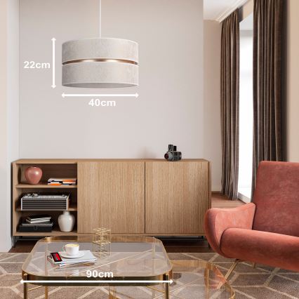Duolla - Luster na sajli DUO, 1x E27/15 W/230 V, prečnik 40 cm, bela/zlatna