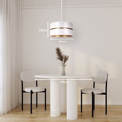 Duolla - Luster na sajli DUO 1xE27/15W/230V prečnik 40 cm bela/zlatna